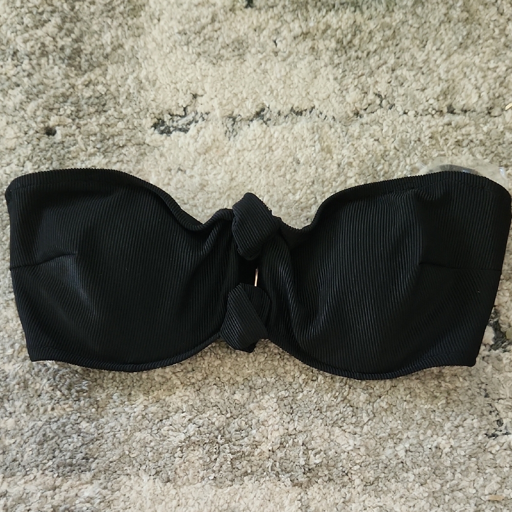 Shade And Shore Black Strapless Bandeau Bikini Top